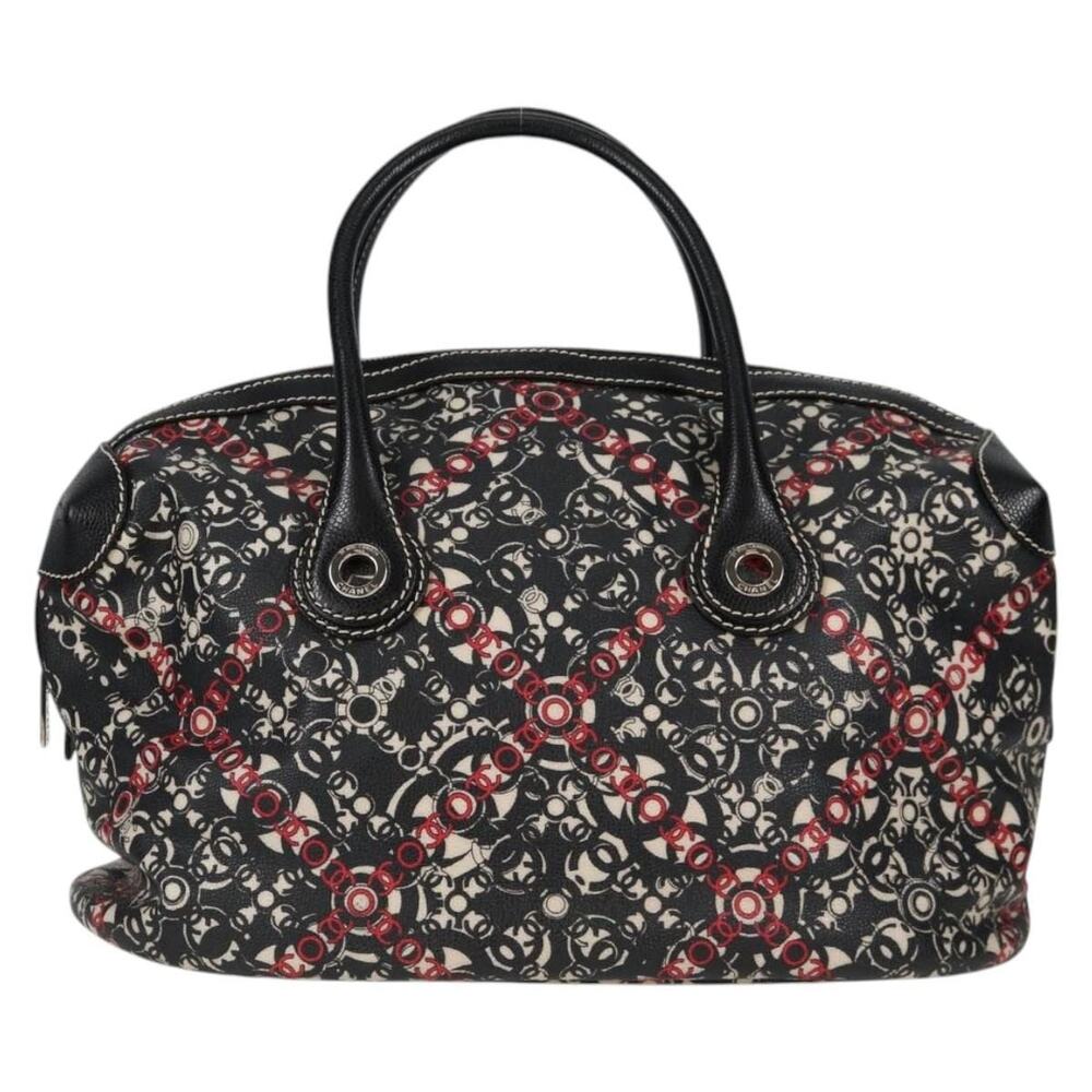 Chanel Vinyl Coco Travel Boston Bag Black